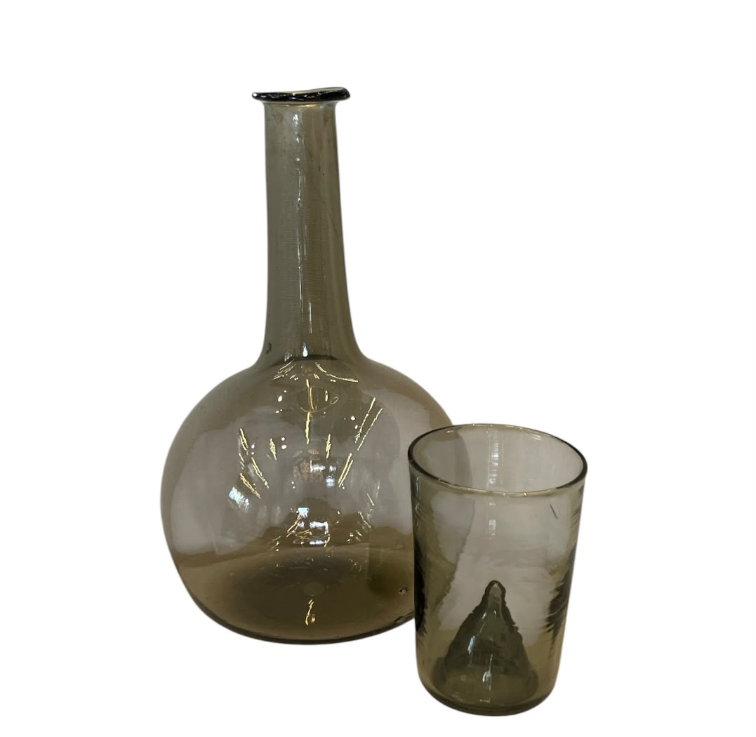 Hand Blown Glass Carafe with Cup