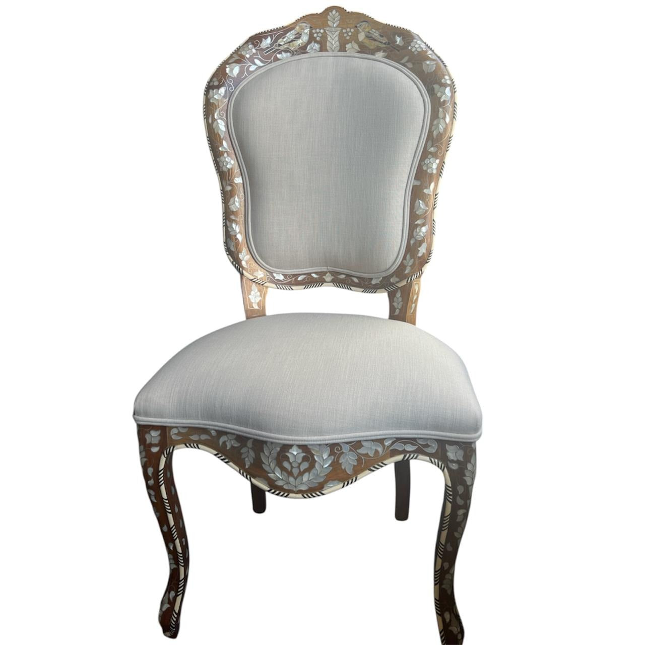 Chair Birds with Solid Walnut Wood Inlay Seashell Mother Of Pearl With Tin