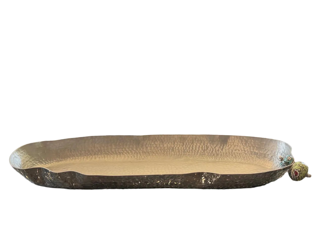 Serving Dish Aluminium With 2 Balls Colored Qishani