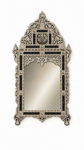Mirror Mcharabieh Perforated Solid Walnut Wood Full Inlay Seashell Mother Of Pearl With Tin