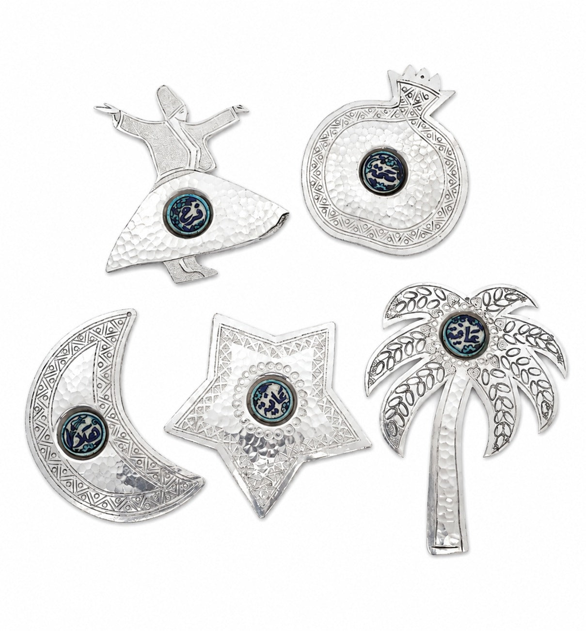 Set 5 Pcs Decoration  Hand Hammered Aluminum with Qishani (H15cm)