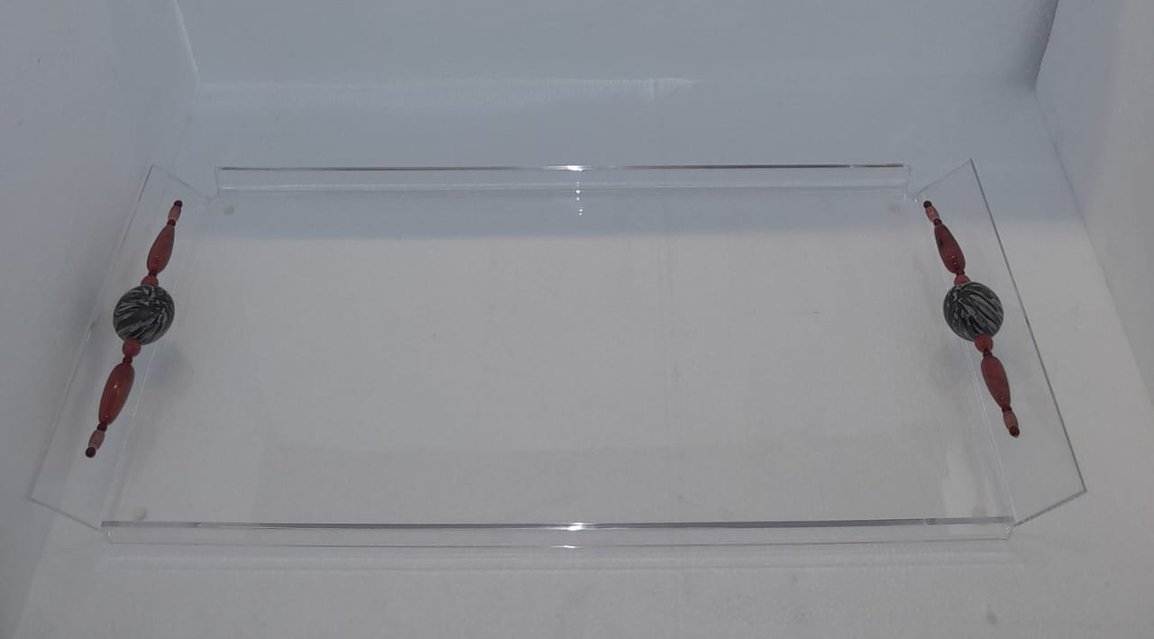 Tray Plexi with Handles Semi Precious Stones
