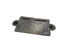 Tray Rectangle Hand Hammered Metal with Circle Qishani