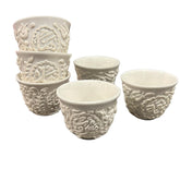 Arabic Coffee Cup Porcelaine with White Handmade Enamel (6pcs)