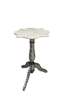 Table Flower Solid Walnut Wood Inlay Seashell Mother Of Pearl With Tin , With Marble/Wood With Mother Of Pearl Top