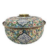 Casserole Round Brass Hand Painted Mina + Stainless Steel Insert with Handmade Enamels