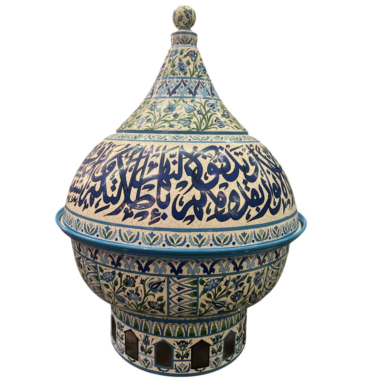 Casserole Round  Aluminum Hand Painted with Stainless Steel Insert + Candle Base