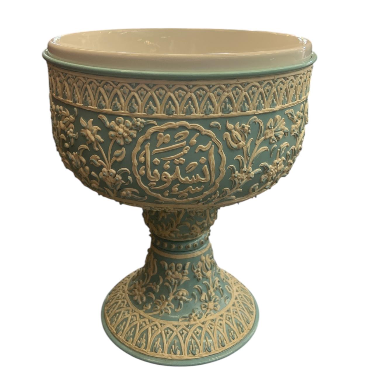 Salad Bowl with Base Aluminum White Mina+Glass Insert