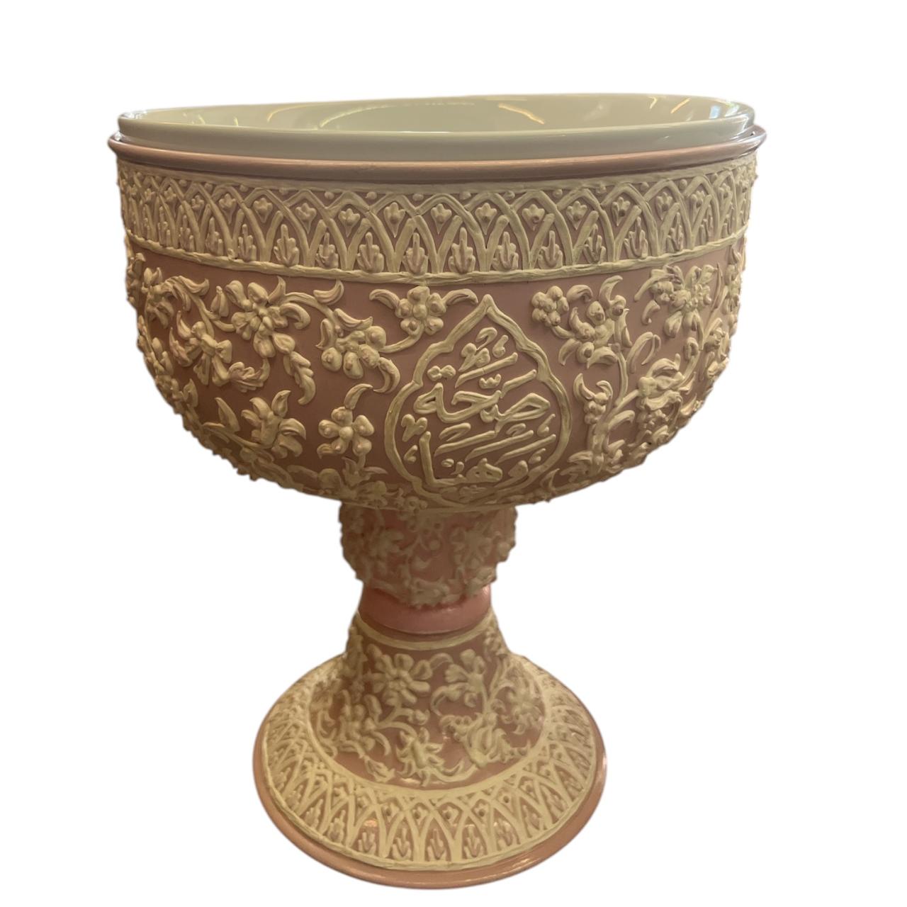 Salad Bowl with Base Aluminum White Mina+Glass Insert