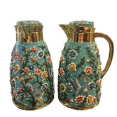 Set of 2 Thermos Stainless Steel Gold With Mina Flowers Multicolored (1L)