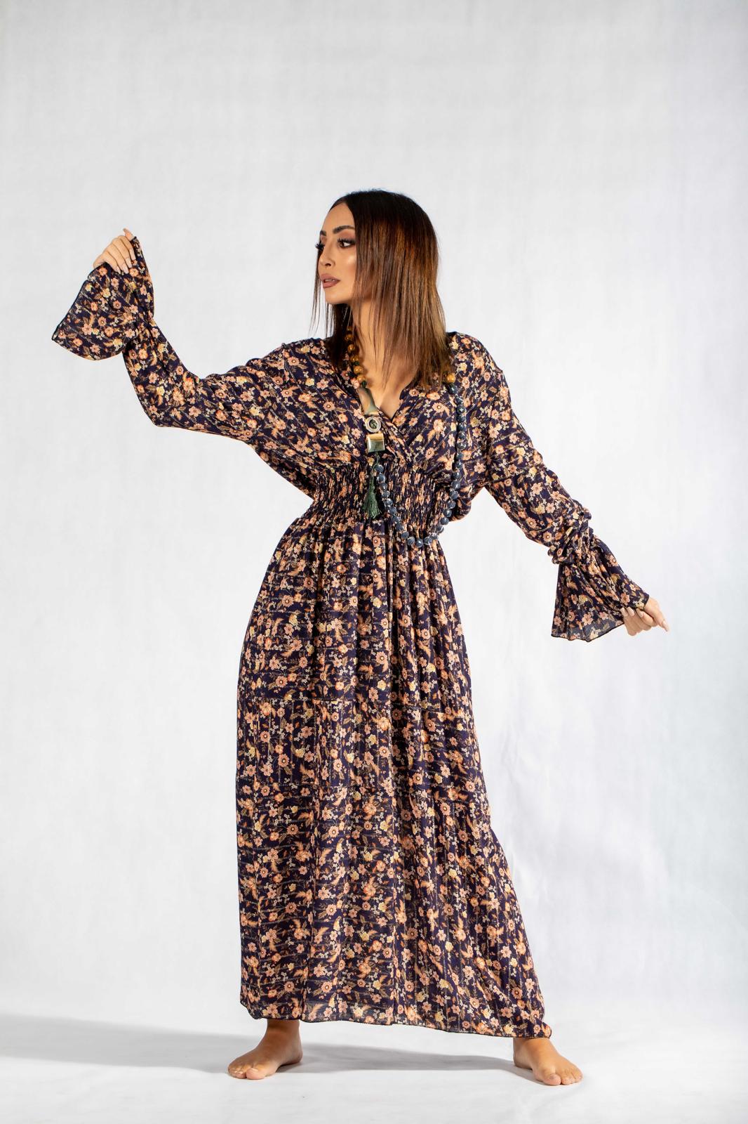 Dress V Neck Elastic Waist