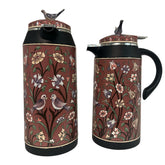 Set 2 Thermos Hand Painted Colored With Bird on Top (1L-1.3L)