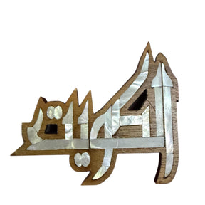 Pin Country Wood With Inlay Sea Shell Mother of Pearl