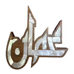 Pin Country Wood With Inlay Sea Shell Mother of Pearl