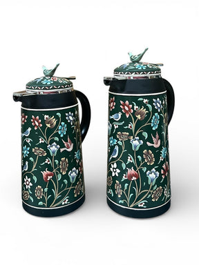 Set 2 Thermos Hand Painted Colored With Shape On Top (1L-1.3L)
