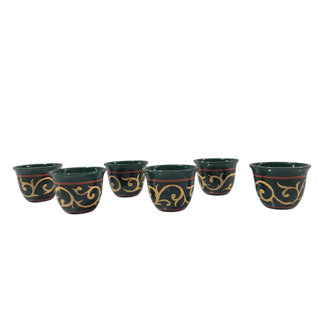 Arabic Coffee Cup Hand Painted Arabesque (6pcs)