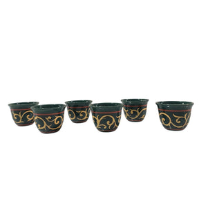 Arabic Coffee Cup Hand Painted Arabesque (6pcs)