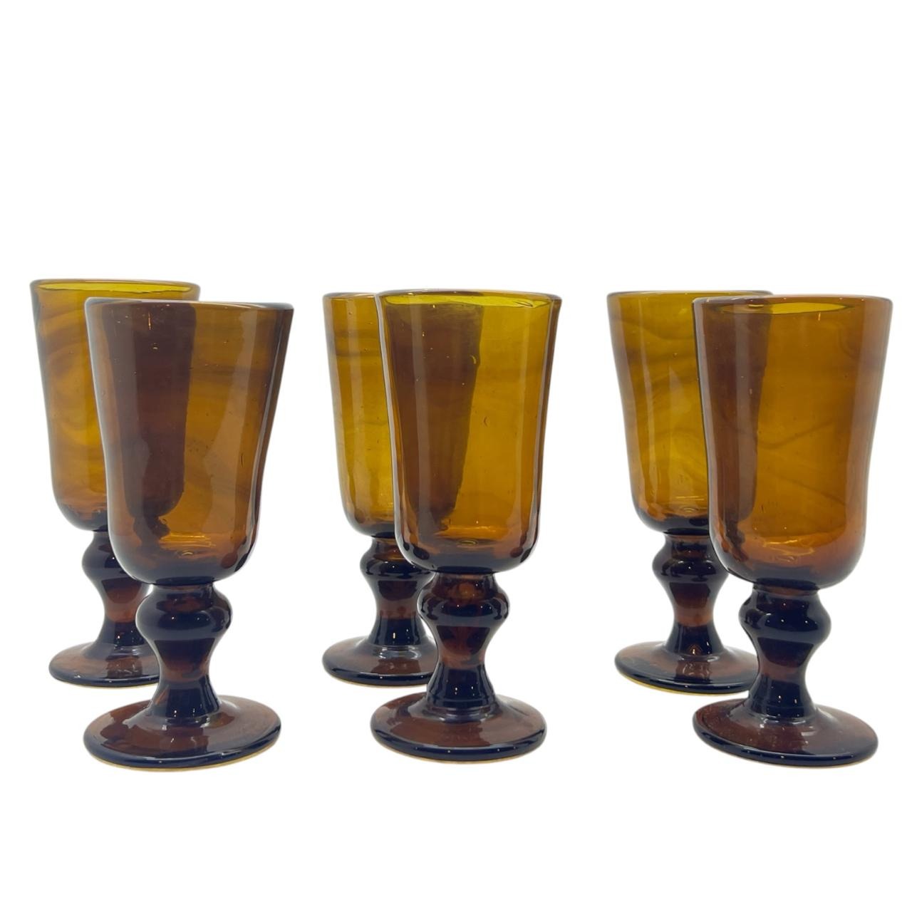 Hand Blown Long Glass with Base (6pcs)