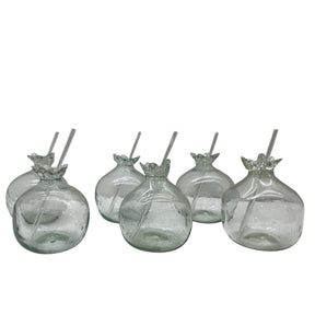 Hand Blown Hammered Pomegrenade Glass + Straw(6pcs)-(D10H11cm)