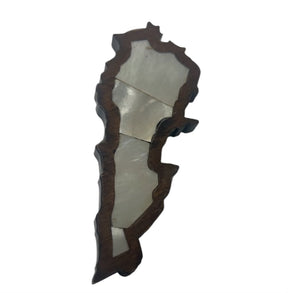 Map Pin Shape Wood With Inlay Sea Shell Mother of Pearl