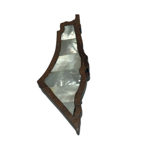 Map Pin Shape Wood With Inlay Sea Shell Mother of Pearl