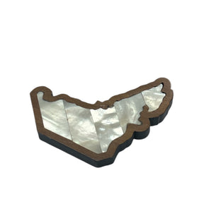 Map Pin Shape Wood With Inlay Sea Shell Mother of Pearl