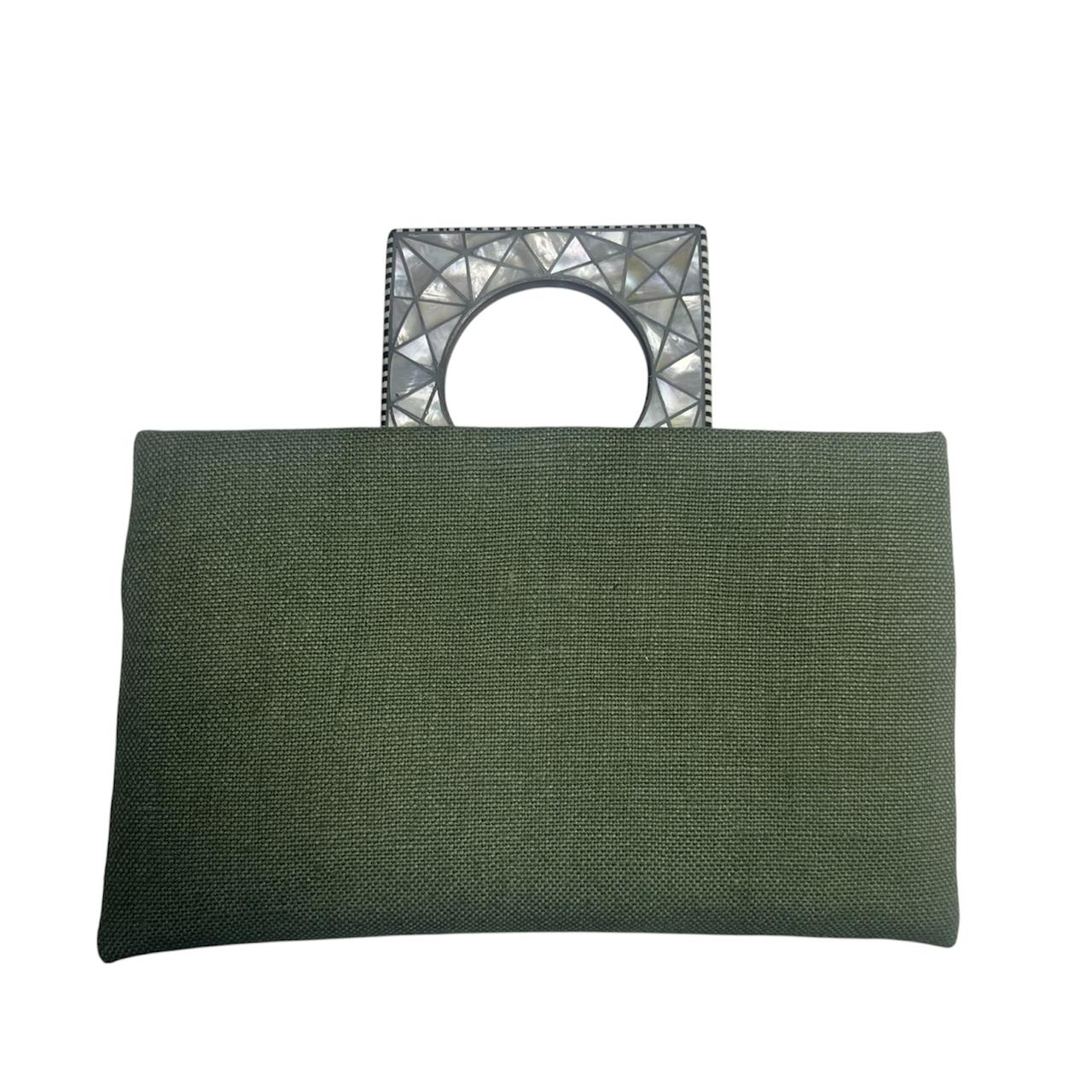 Clutch with Handle Inlaid with Mother of Pearl