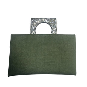 Clutch with Handle Inlaid with Mother of Pearl