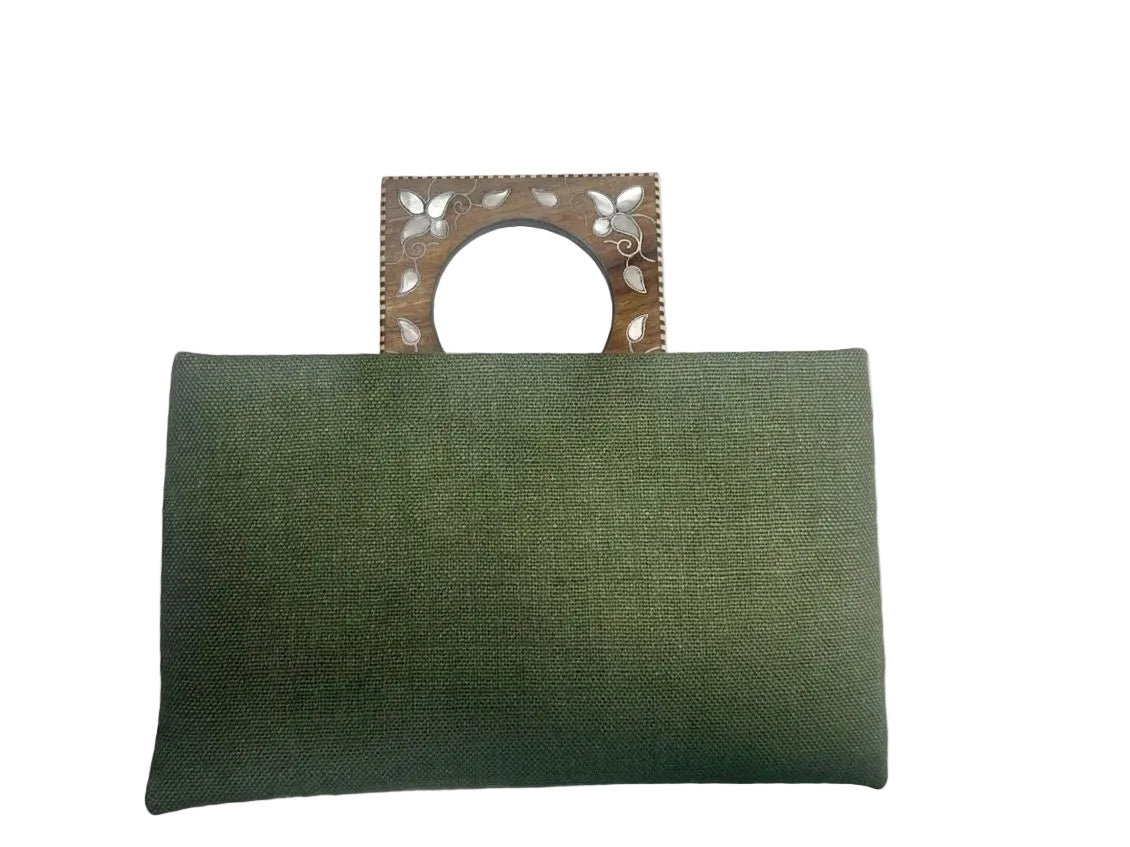 Clutch with Handle Inlaid with Mother of Pearl