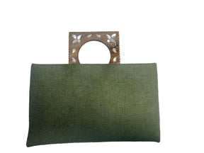 Clutch with Handle Inlaid with Mother of Pearl