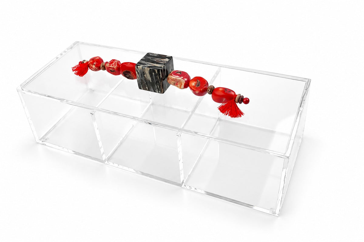 Box Plexi with Semi Precious Stones(D30H12cm)