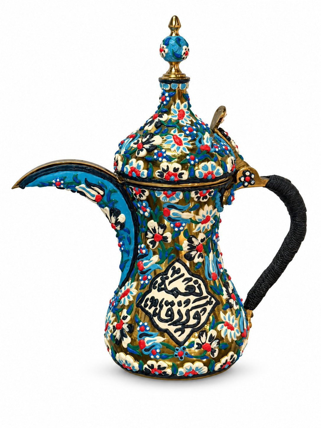 Arabic Coffee Kettle Brass with Handmade Enamels