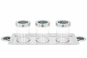Tray Hand Hammered Aluminum with Plexi Boxes and Qishani