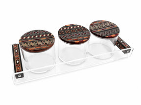 Tray Plexi with Mosaic Handles (47*14cm) with 3 Boxes Plexi + Cover Mosaic