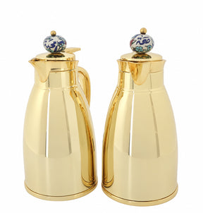 Set 2 Thermos Stainless Steel Gold (1 Liter) with Qishani