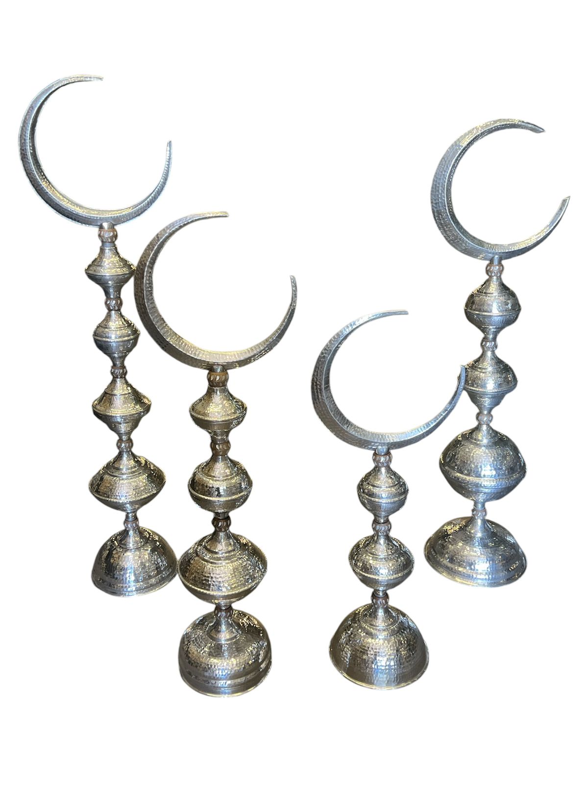 Hilal Decoration Set Hand Hammered Aluminum With Balls Solid Walnut Wood Inlay Seashell Mother Of Pearl With Tin