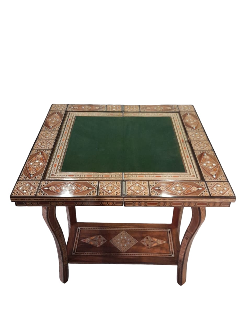 Gaming Table Natural Wood Marquetry Mosaic