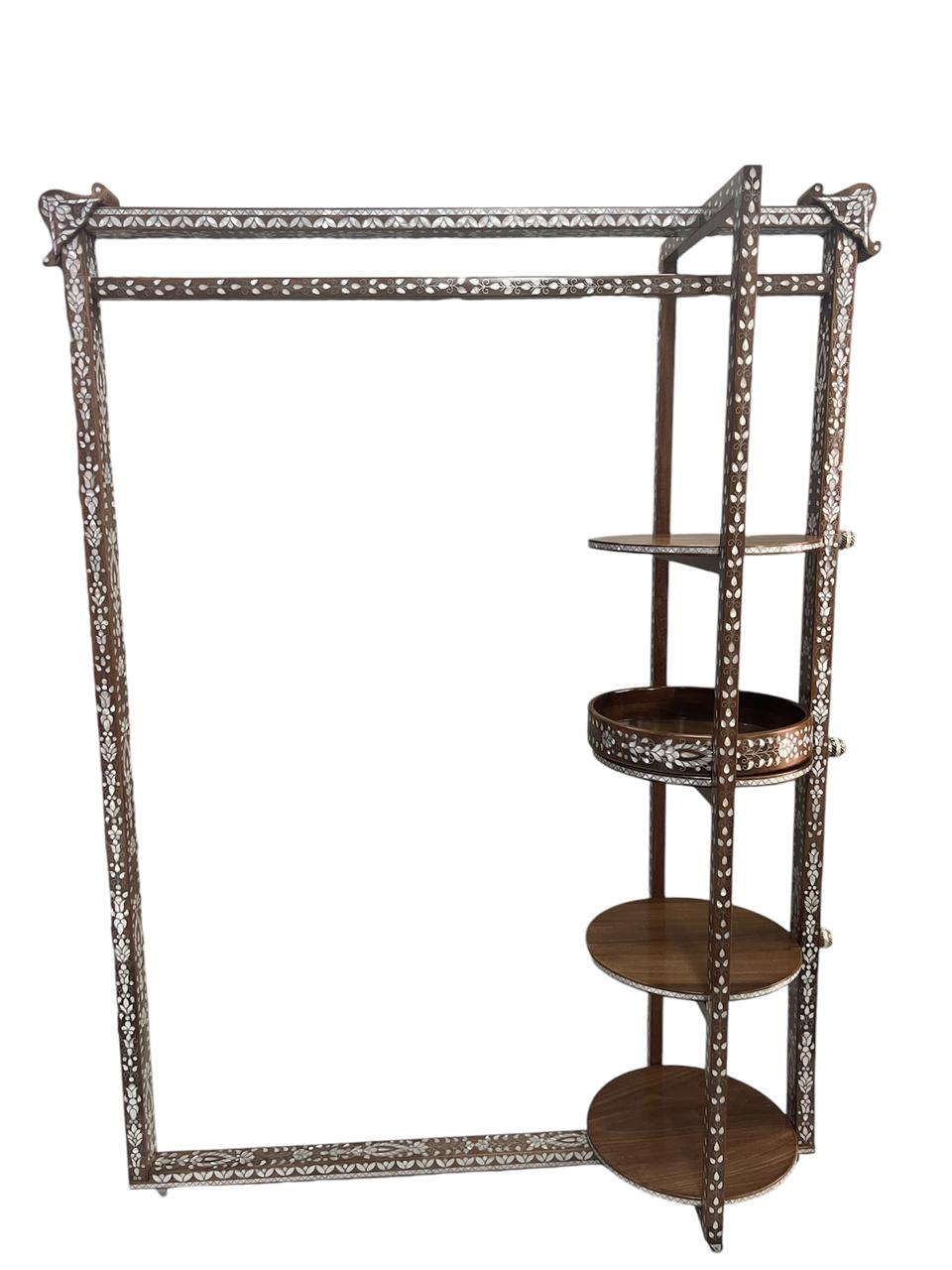 Dressing Rack Solid Walnut Wood Inlay Seashell Mother Of Pearl With Tin