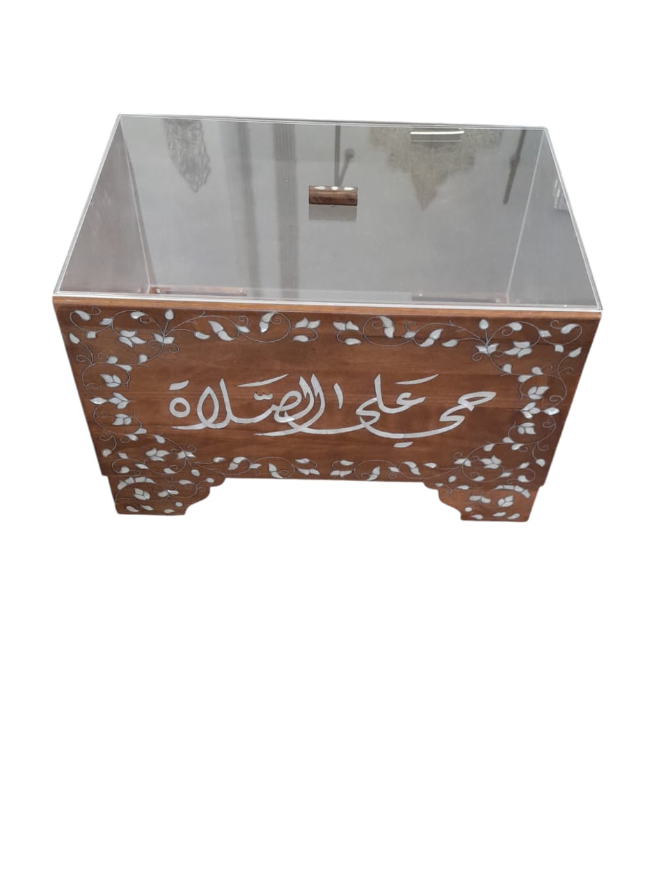Box for Carpet Rug Solid Walnut Wood Inlay Seashell Mother Of Pearl With Tin + Plexi Cover