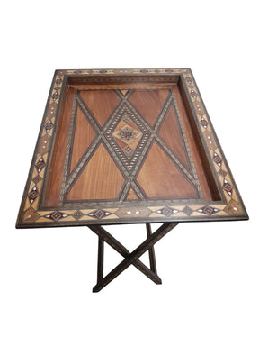 Table Tray Rectangular With Base Natural Wood Marquetry