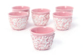 Arabic Coffee Cup Porcelaine with White Handmade Enamel (6pcs)